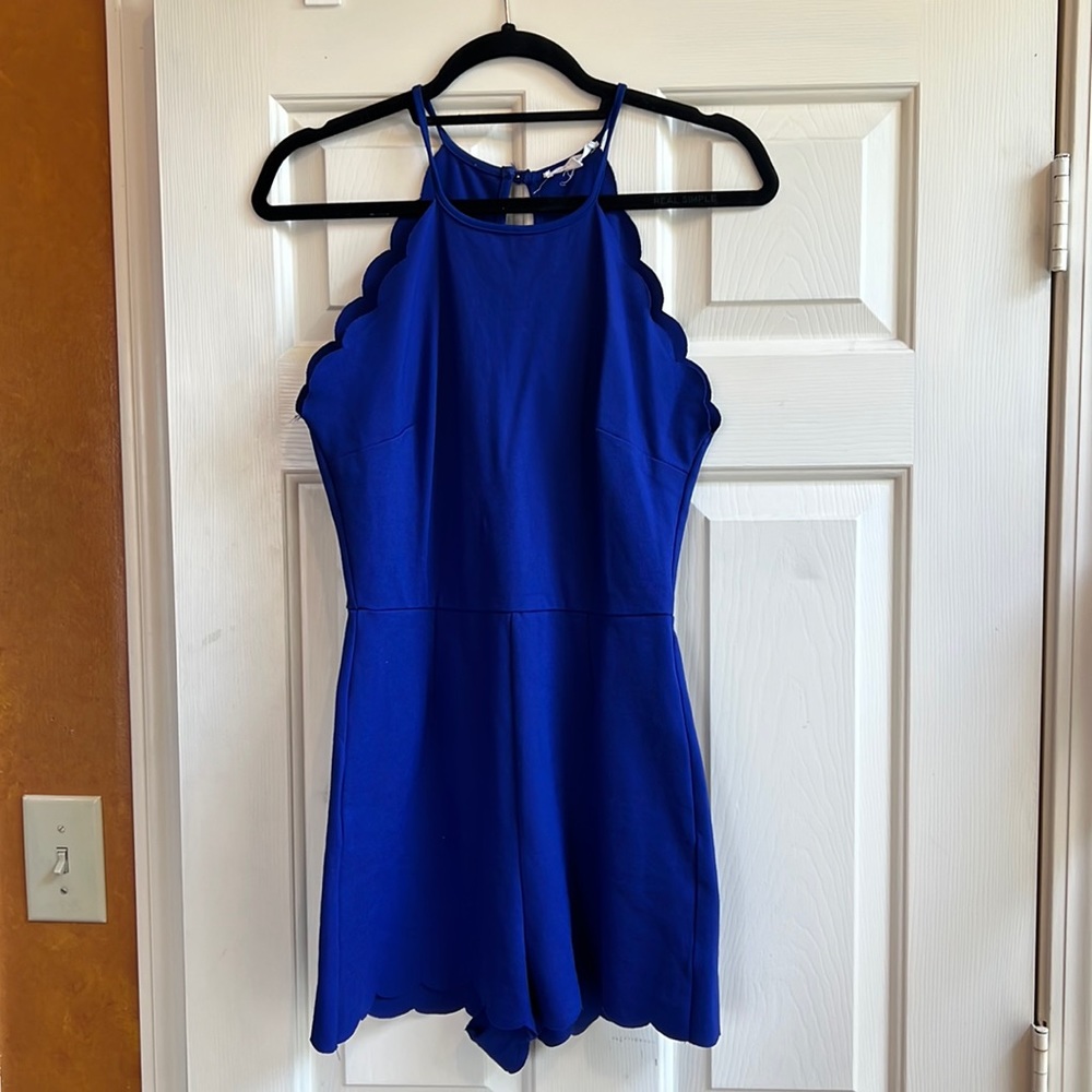 Socialite romper with scalloped edges in blue size S